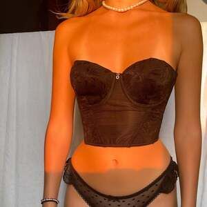 Vintage WonderBra Black Lace Corset Top, Backless Bustier, 34B